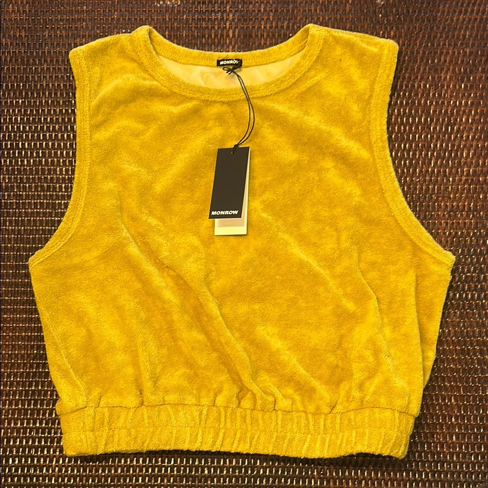 Monrow avocado sleeveless terry top